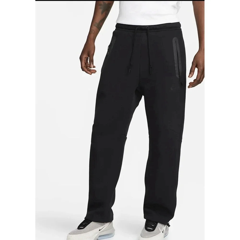 Nike Sportswear Tech Fleece Men Black Open Hem Jogger Pants CU4503-010 Mens